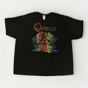 Queen Band Black Graphic Tee Rainbow Crest Junk Food XXL Rock